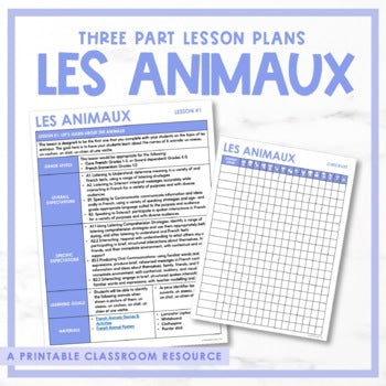 French Animal Lesson Plans | les animaux