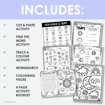 French Weather Printables & Activity Booklet | le temps