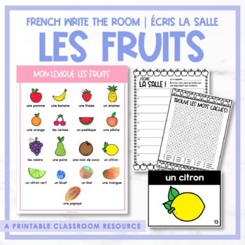 French Write the Room | Écris la salle - les fruits