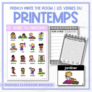 French Write the Room | Écris la salle - les verbes du printemps