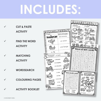 French Transportation Printables & Activity Booklet | le transport