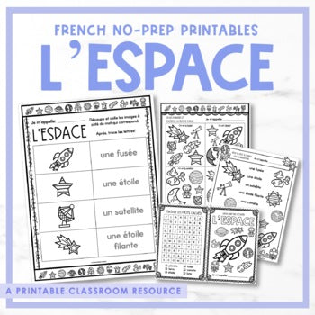 French Space Printables & Activity Booklet | l'espace