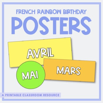 French Rainbow Birthday Posters | Affichage des anniversaires