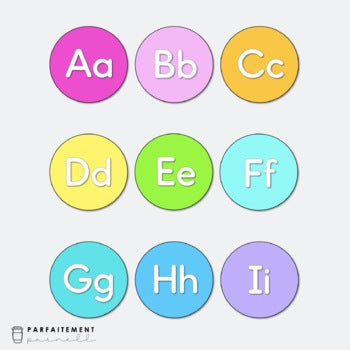 French Rainbow Alphabet Word Wall Posters