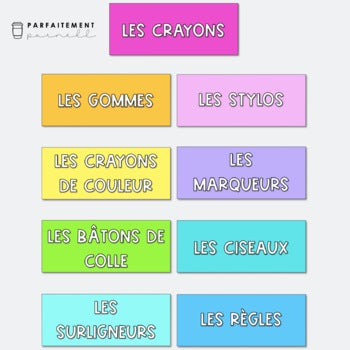 French Rainbow Classroom Labels