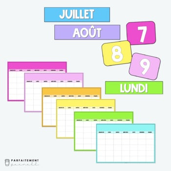 French Rainbow Classroom Calendar