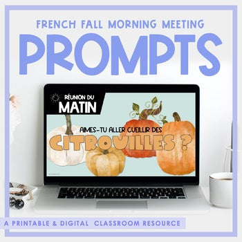 French Fall/Autumn Morning Meeting Prompts | Digital & Printable