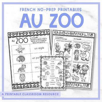 French Zoo Printables | au zoo