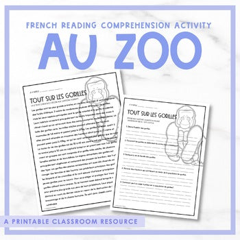 French Zoo Reading Comprehension Activity | au zoo