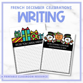 French December Celebrations Writing Activity | les célébrations